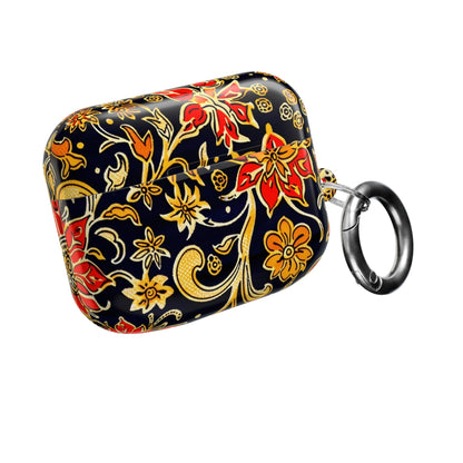 Floral Baroque AirPod Case — Black & Gold Red Flower Protective Cover - DIGITAL X