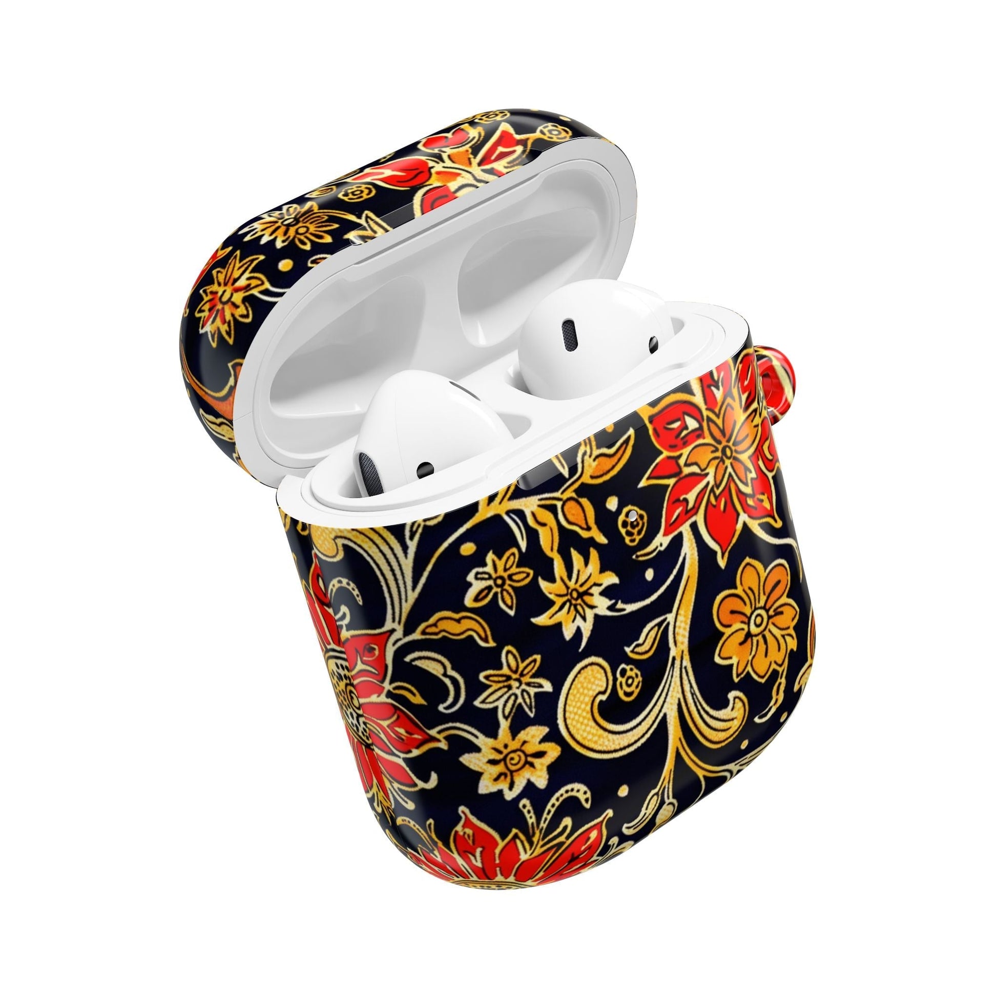 Floral Baroque AirPod Case — Black & Gold Red Flower Protective Cover - DIGITAL X