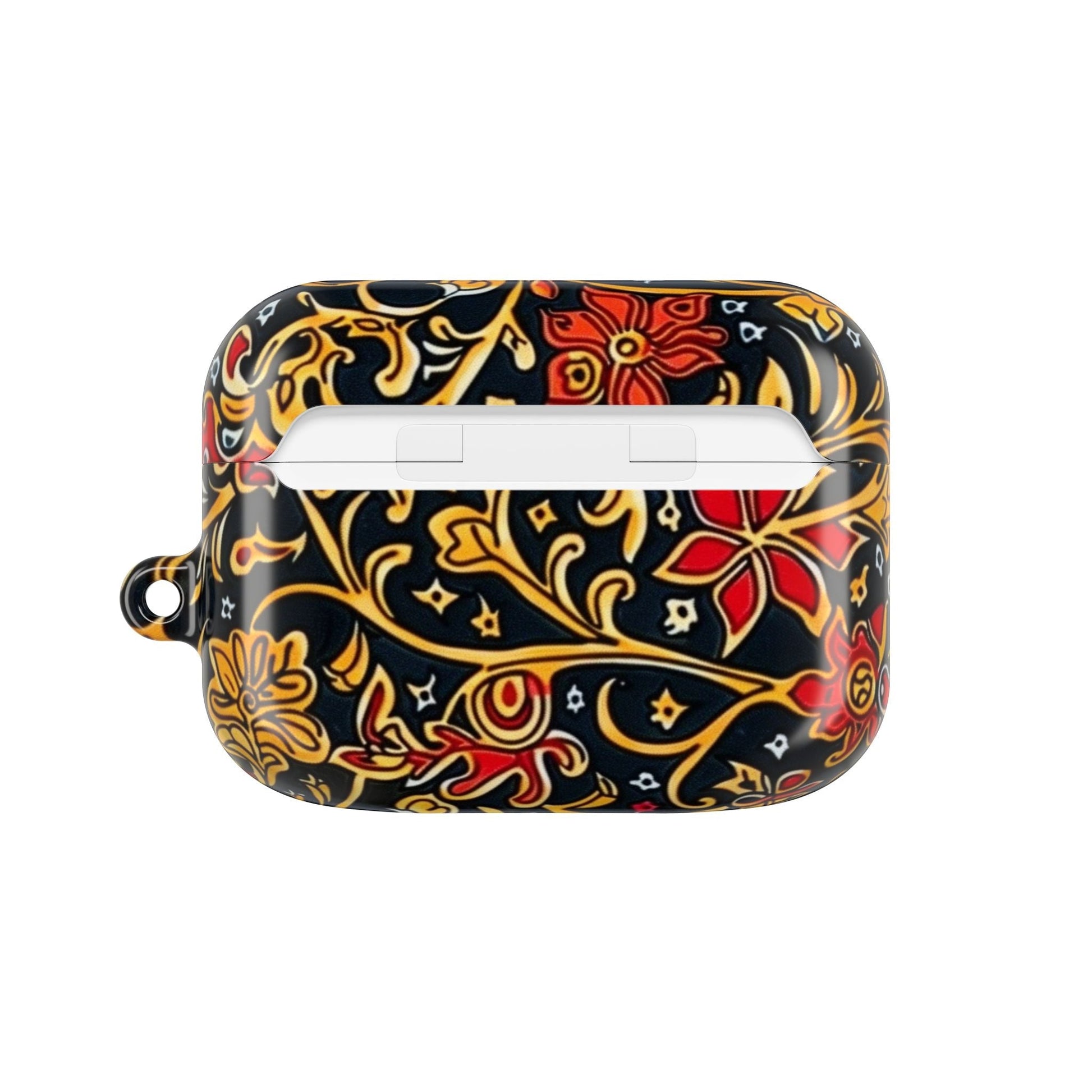 Floral Baroque AirPod Case — Black, Gold & Red Ornate Pattern - DIGITAL X