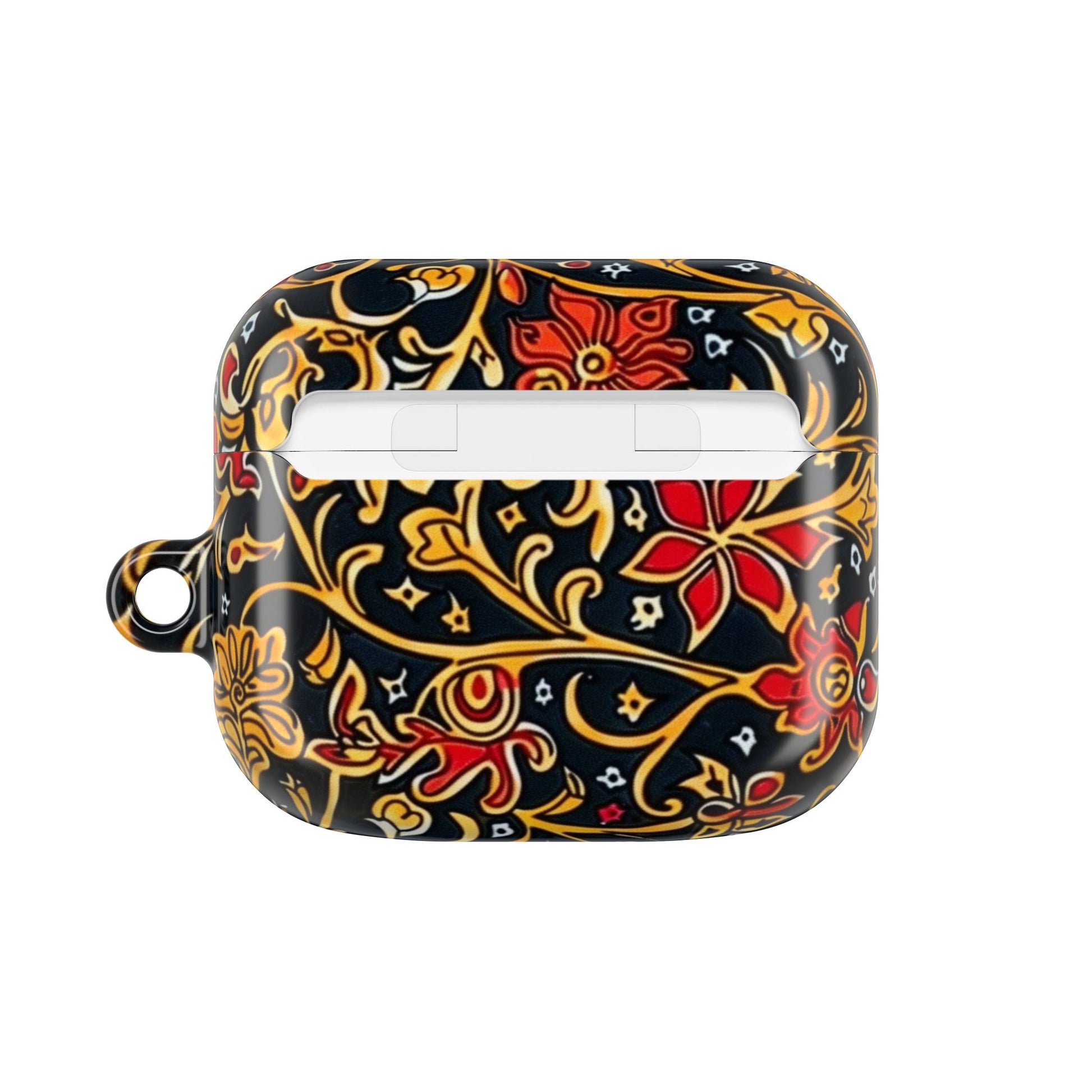 Floral Baroque AirPod Case — Black, Gold & Red Ornate Pattern - DIGITAL X