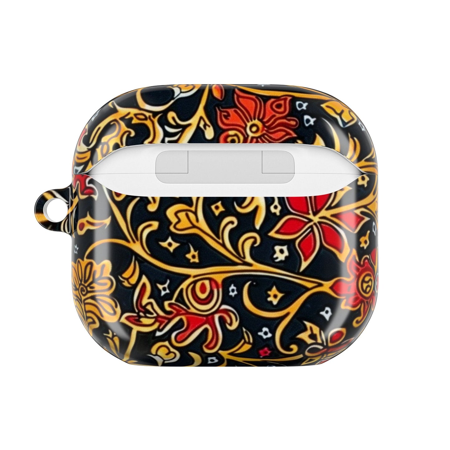 Floral Baroque AirPod Case — Black, Gold & Red Ornate Pattern - DIGITAL X