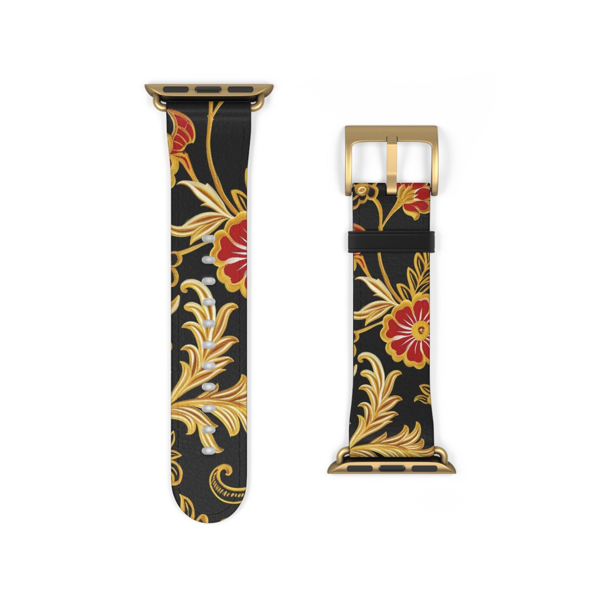Floral Baroque Watch Band — Black & Gold Vintage Scroll Apple Watch Strap - DIGITAL X