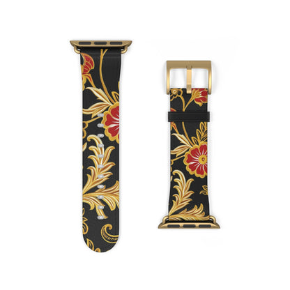 Floral Baroque Watch Band — Black & Gold Vintage Scroll Apple Watch Strap - DIGITAL X