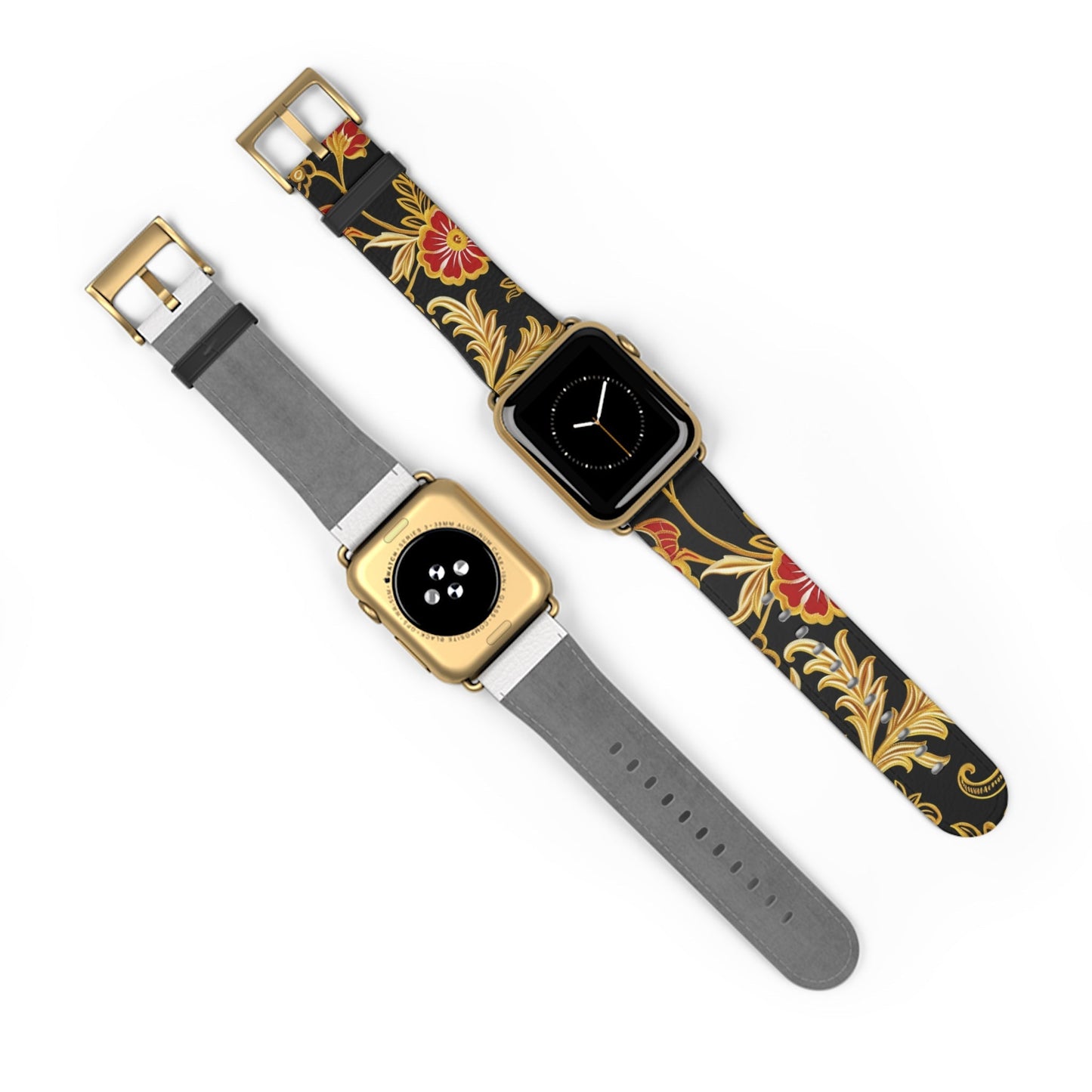 Floral Baroque Watch Band — Black & Gold Vintage Scroll Apple Watch Strap - DIGITAL X