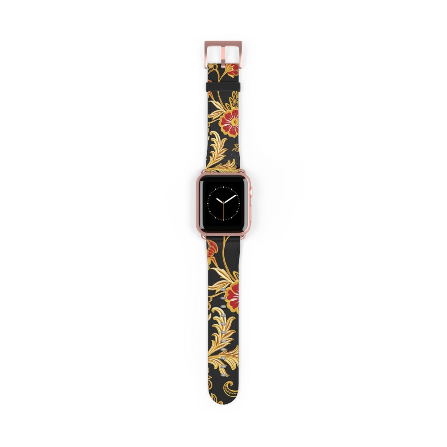 Floral Baroque Watch Band — Black & Gold Vintage Scroll Apple Watch Strap - DIGITAL X
