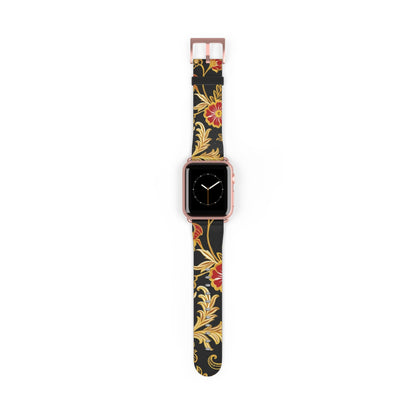 Floral Baroque Watch Band — Black & Gold Vintage Scroll Apple Watch Strap - DIGITAL X