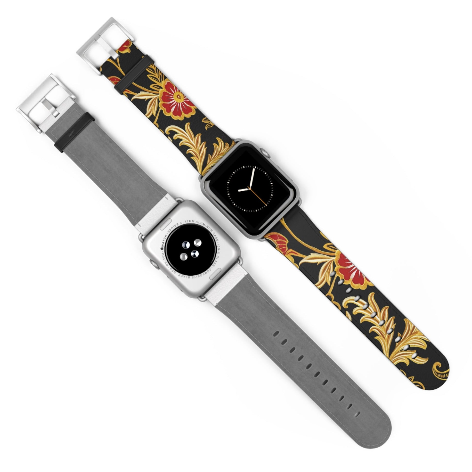 Floral Baroque Watch Band — Black & Gold Vintage Scroll Apple Watch Strap - DIGITAL X