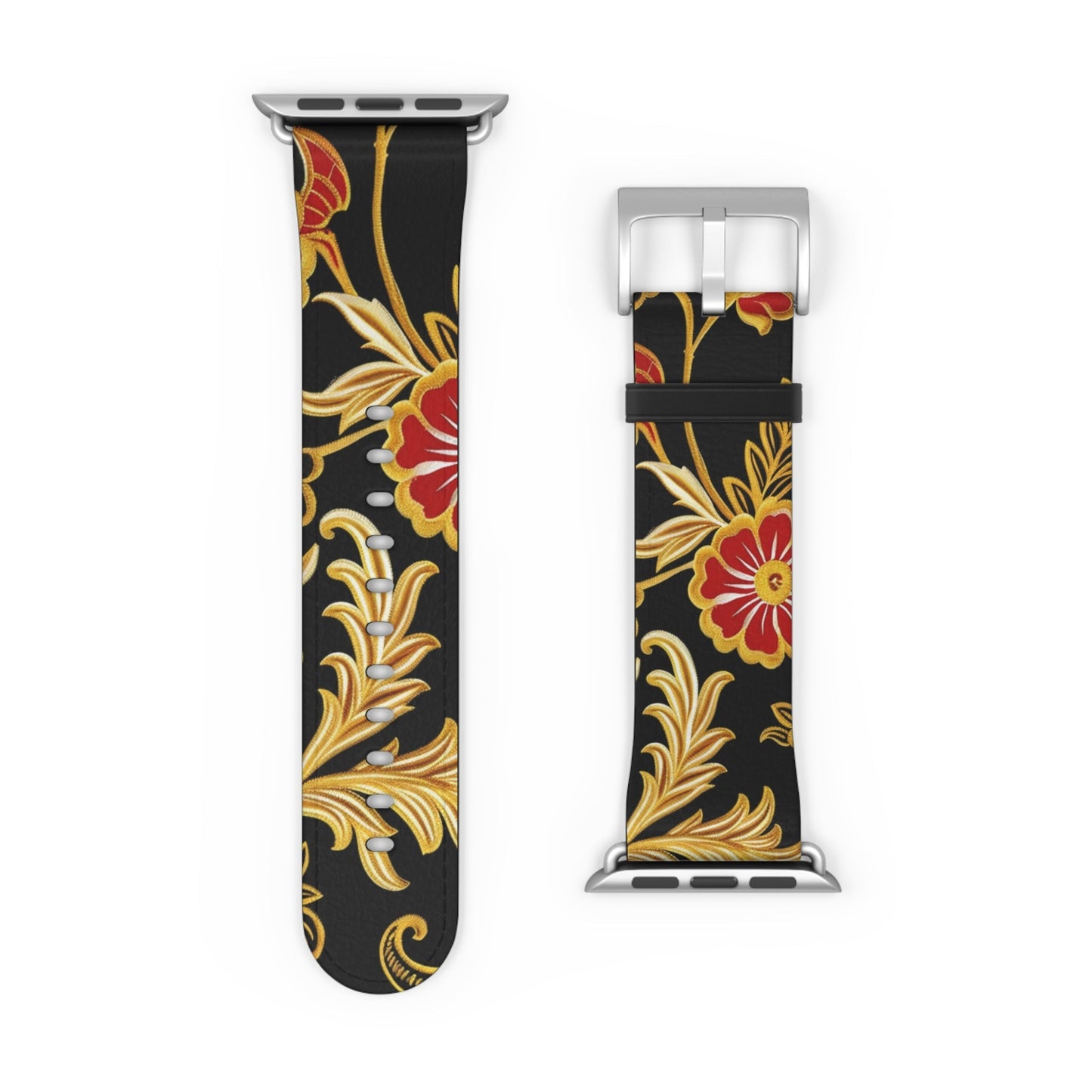Floral Baroque Watch Band — Black & Gold Vintage Scroll Apple Watch Strap - DIGITAL X