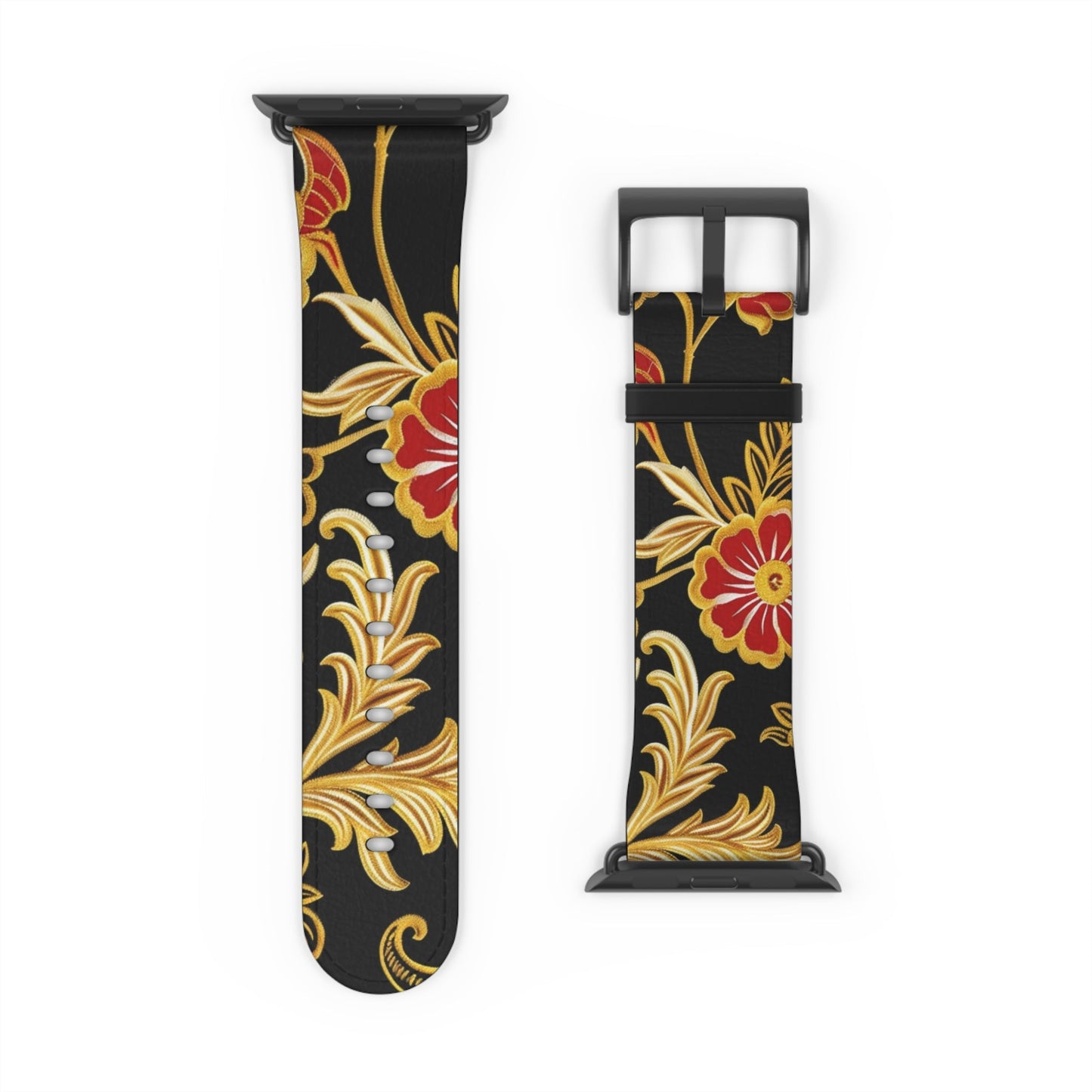 Floral Baroque Watch Band — Black & Gold Vintage Scroll Apple Watch Strap - DIGITAL X