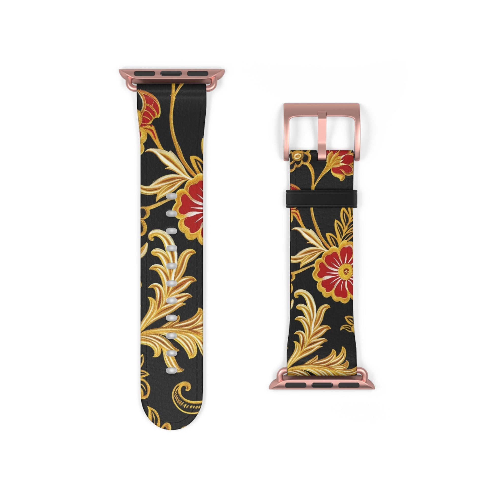 Floral Baroque Watch Band — Black & Gold Vintage Scroll Apple Watch Strap - DIGITAL X