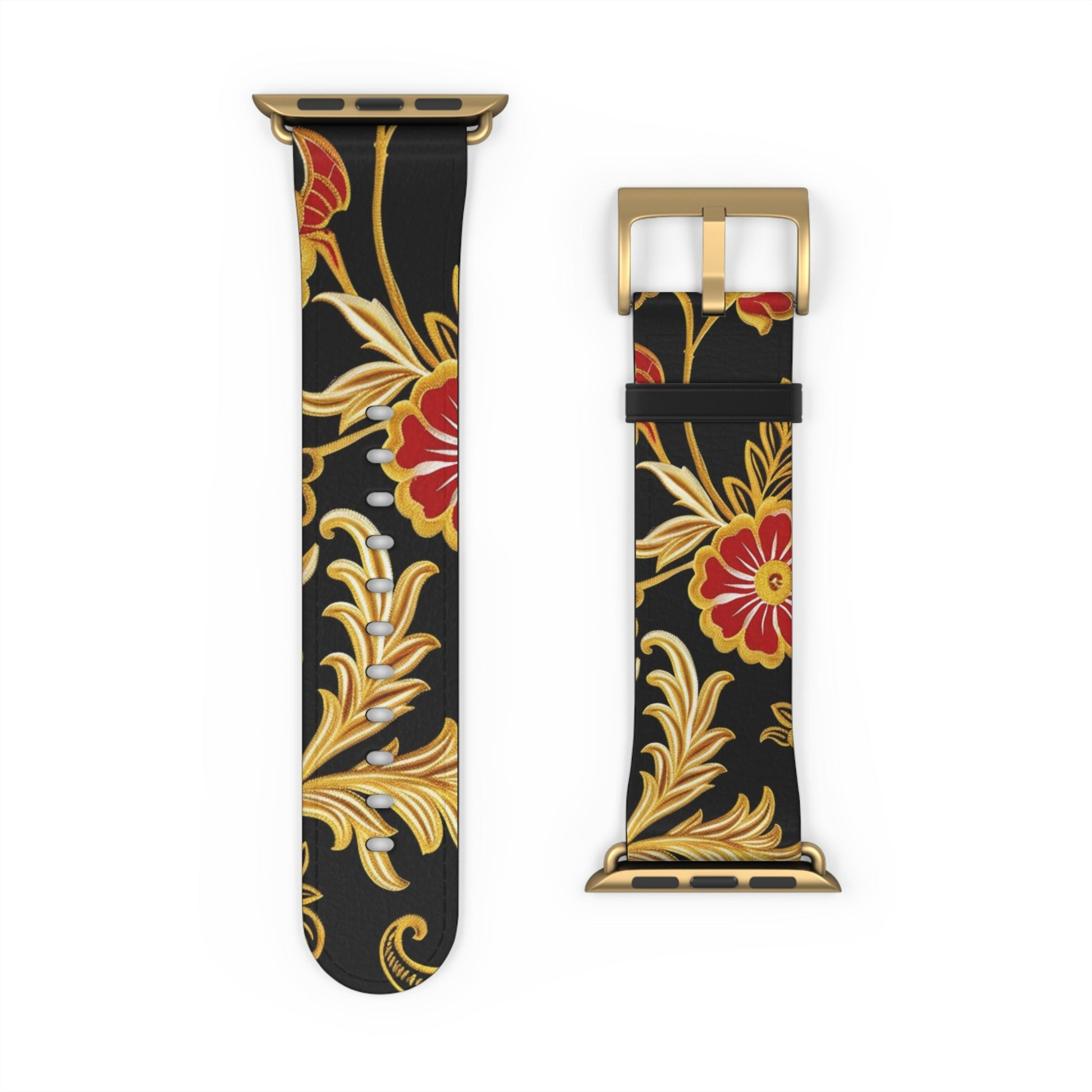 Floral Baroque Watch Band — Black & Gold Vintage Scroll Apple Watch Strap - DIGITAL X