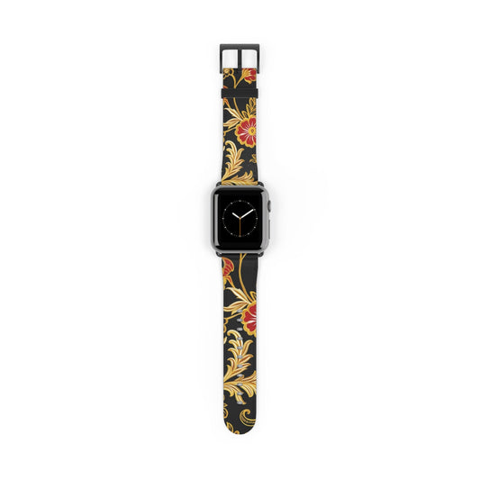 Floral Baroque Watch Band — Black & Gold Vintage Scroll Apple Watch Strap - DIGITAL X