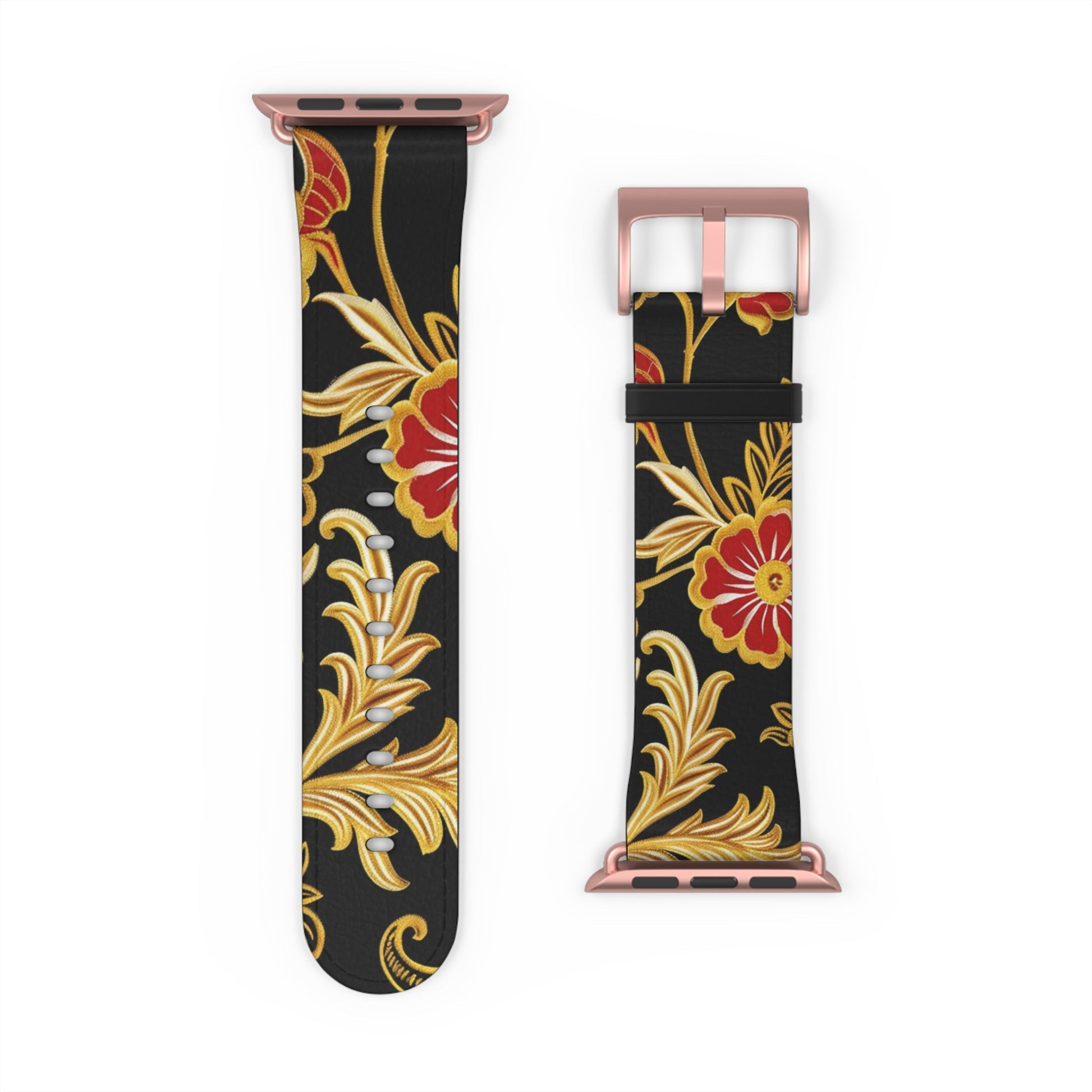Floral Baroque Watch Band — Black & Gold Vintage Scroll Apple Watch Strap - DIGITAL X