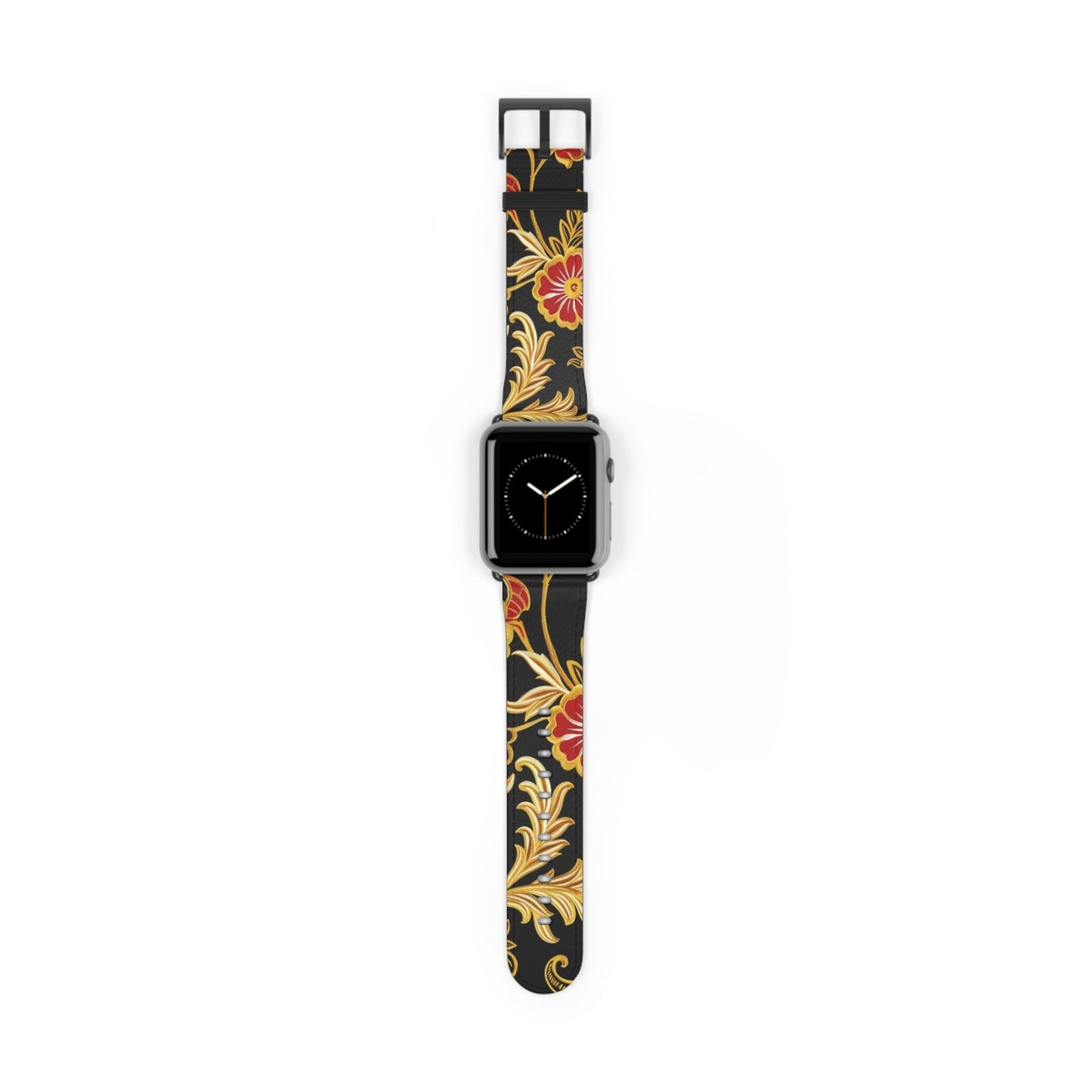 Floral Baroque Watch Band — Black & Gold Vintage Scroll Apple Watch Strap - DIGITAL X