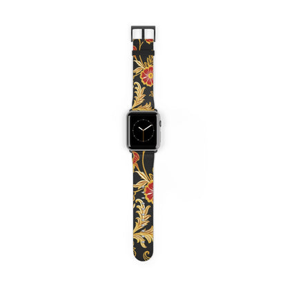 Floral Baroque Watch Band — Black & Gold Vintage Scroll Apple Watch Strap - DIGITAL X