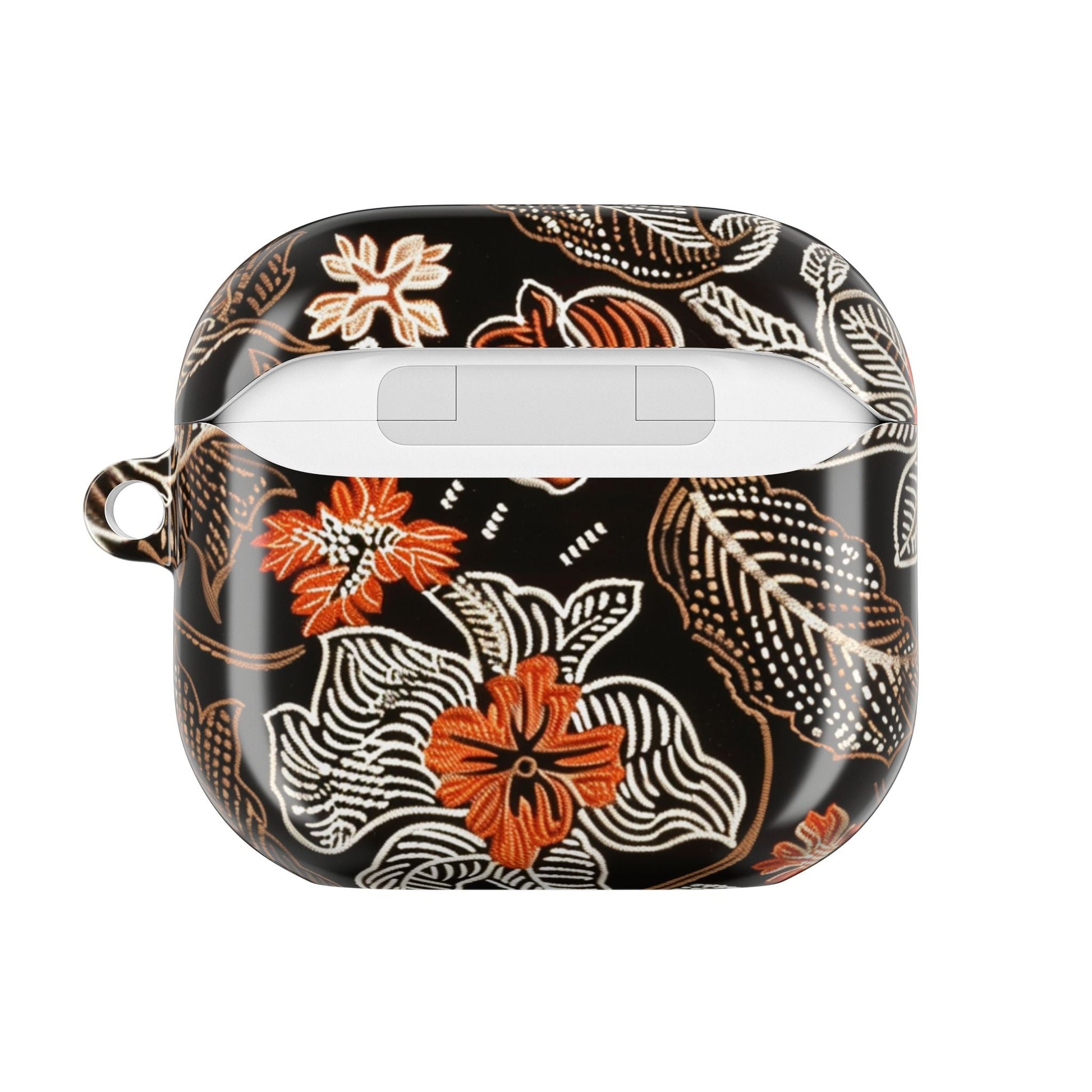 Floral Batik AirPod Case — Black & Orange Protective Earbud Cover - DIGITAL X