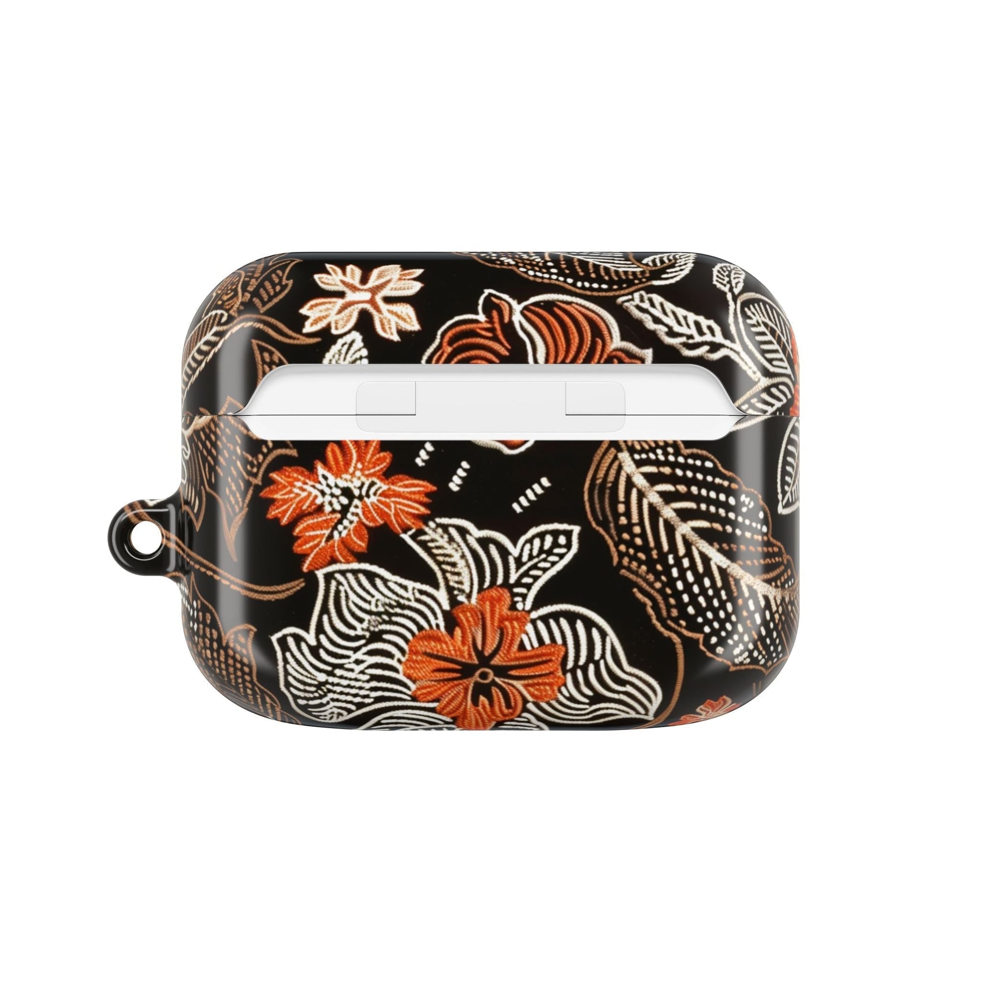 Floral Batik AirPod Case — Black & Orange Protective Earbud Cover - DIGITAL X