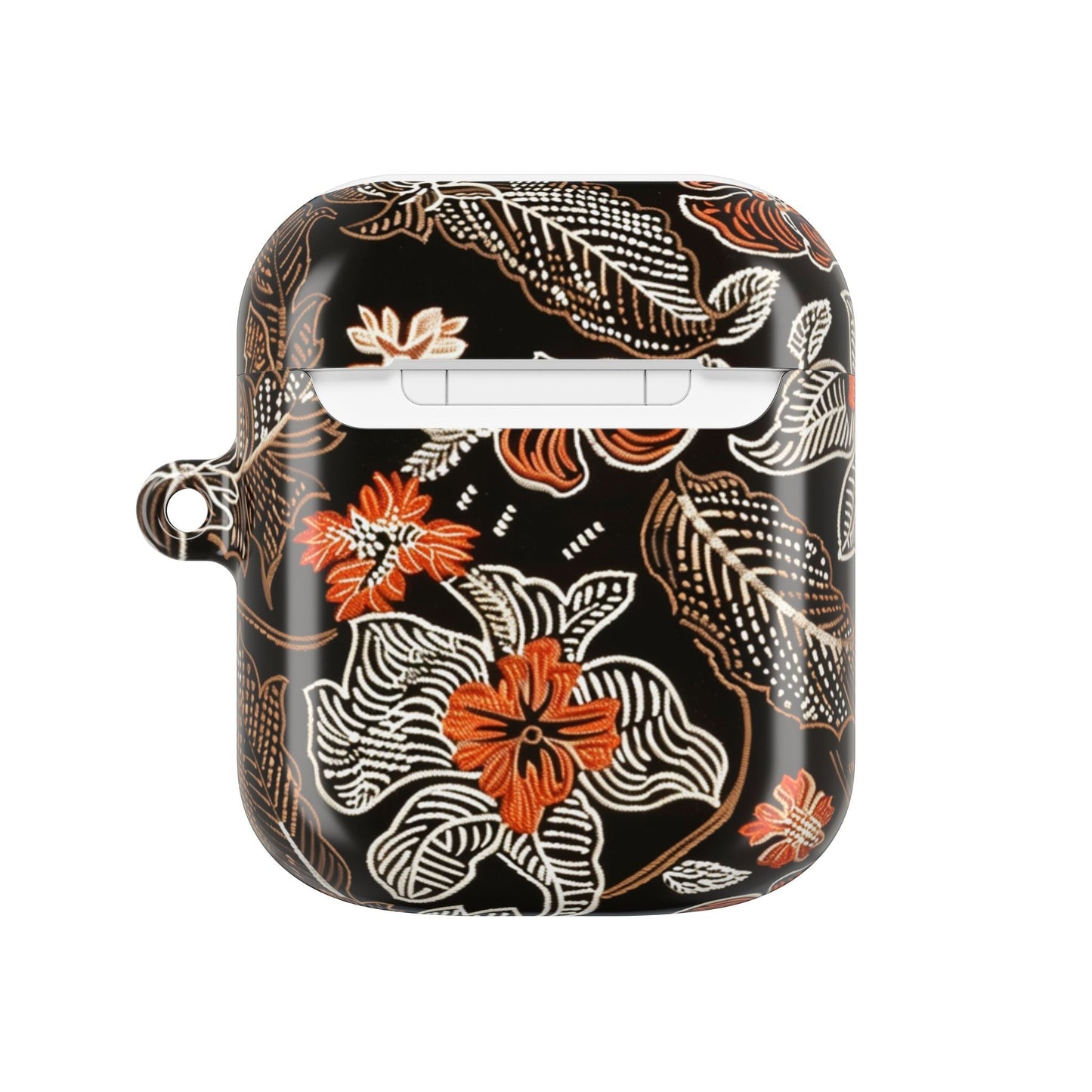 Floral Batik AirPod Case — Black & Orange Protective Earbud Cover - DIGITAL X