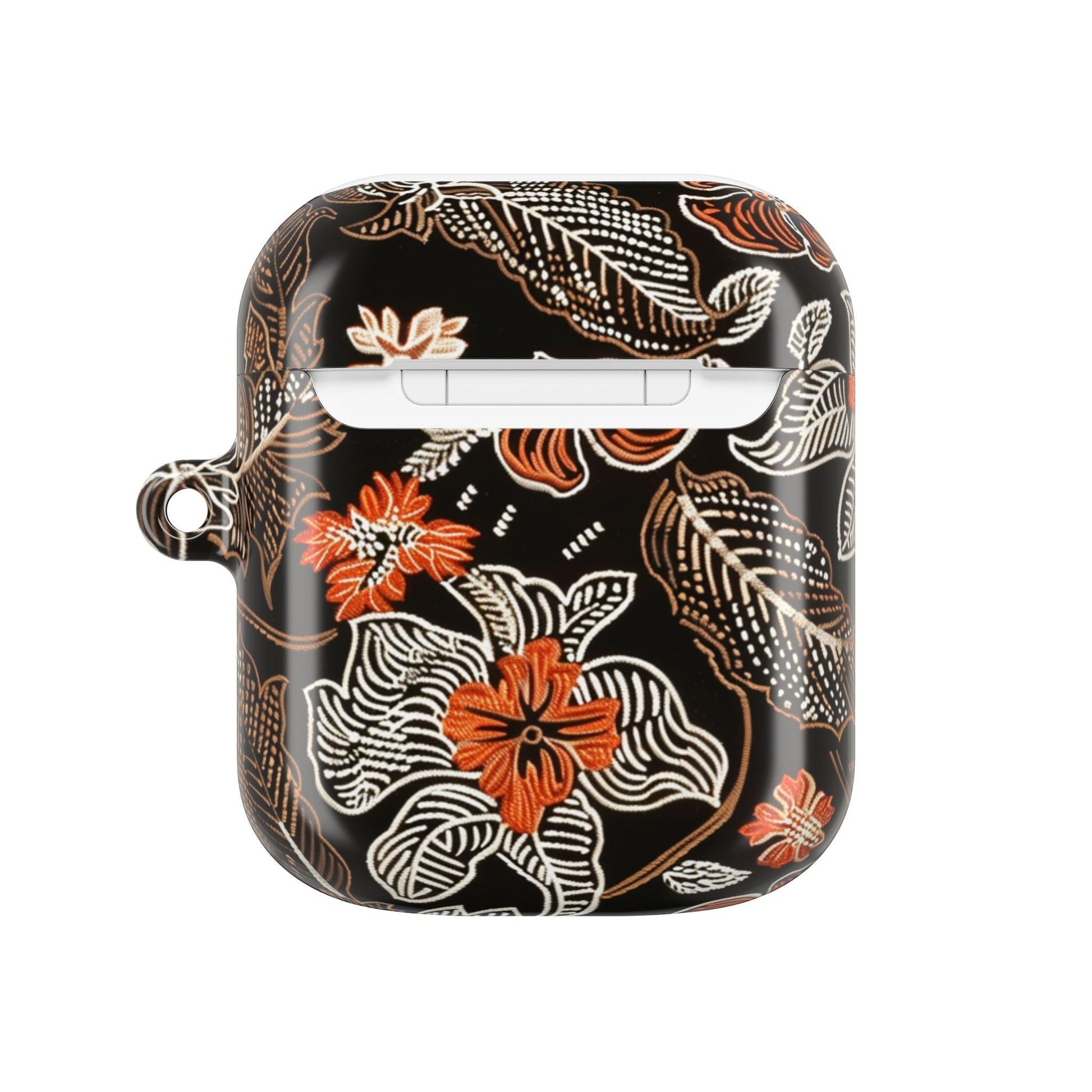 Floral Batik AirPod Case — Black & Orange Protective Earbud Cover - DIGITAL X