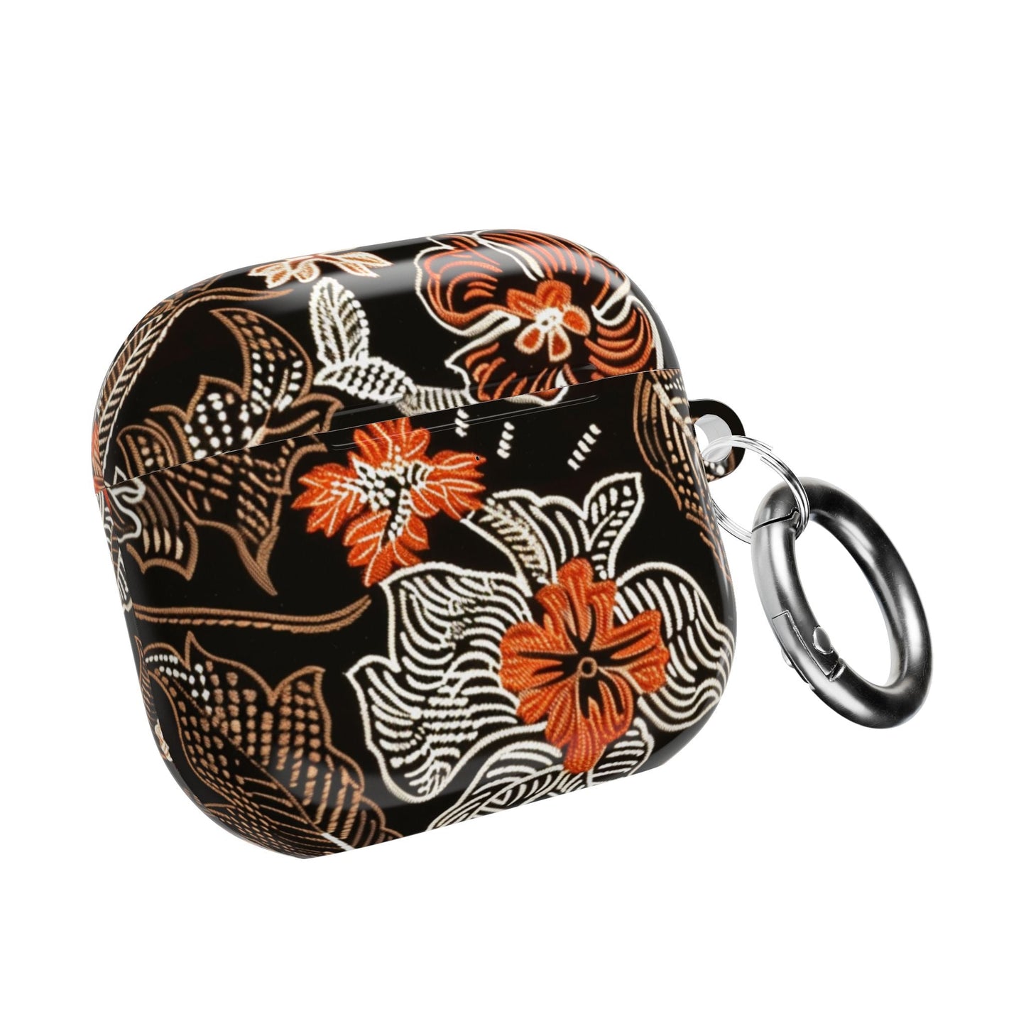 Floral Batik AirPod Case — Black & Orange Protective Earbud Cover - DIGITAL X