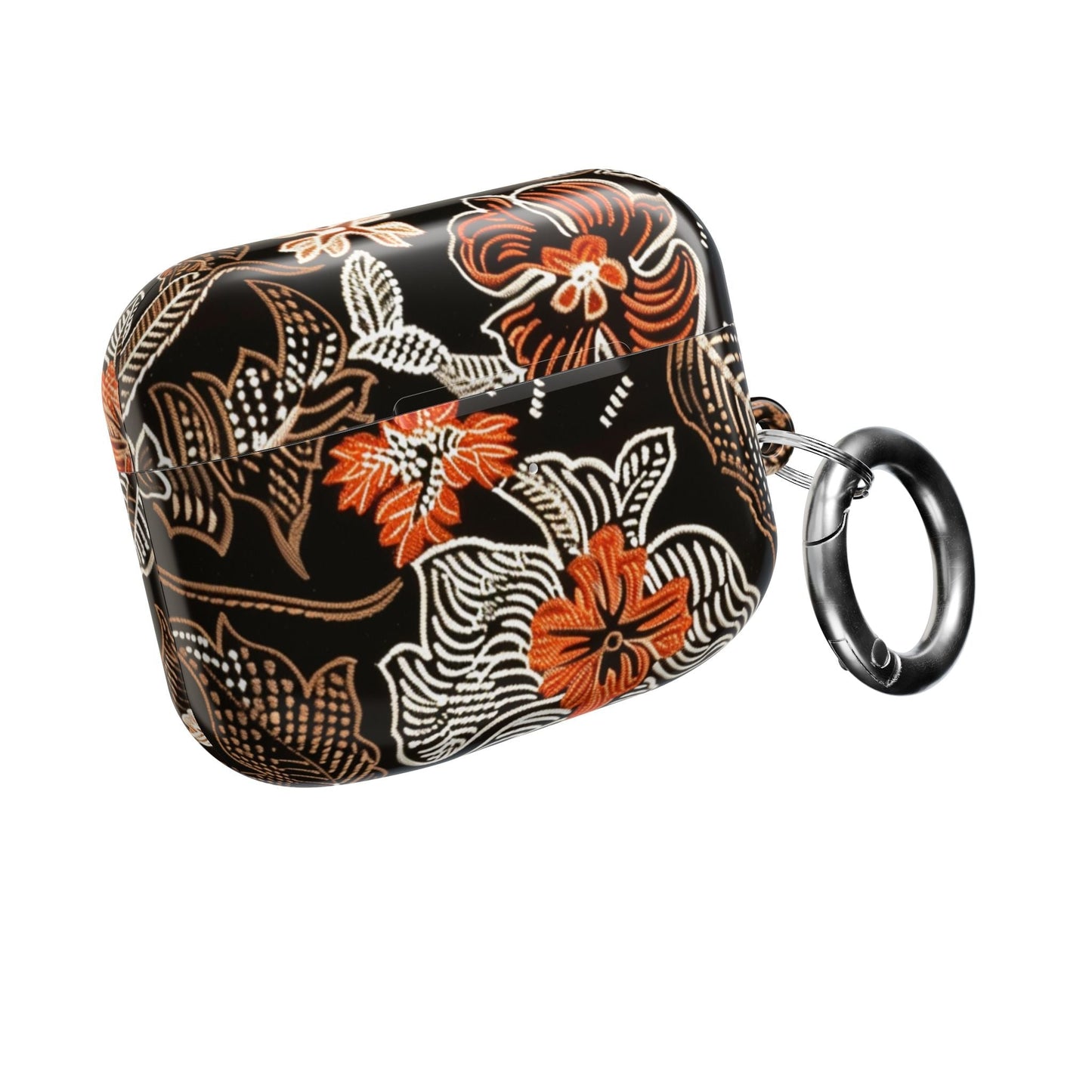 Floral Batik AirPod Case — Black & Orange Protective Earbud Cover - DIGITAL X