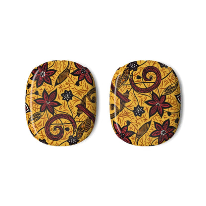 Floral Batik AirPod Max Cases — Yellow Red Floral Ear Cup Covers - DIGITAL X