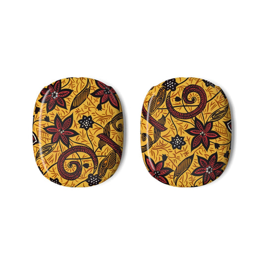 Floral Batik AirPod Max Cases — Yellow Red Floral Ear Cup Covers - DIGITAL X