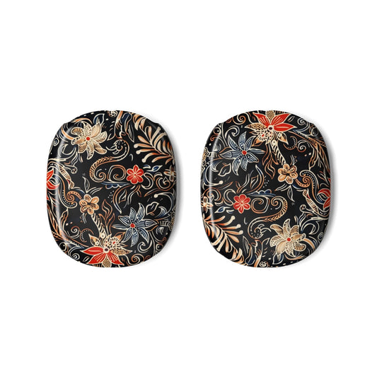 Floral Batik AirPods Max Case – Vintage Black & Red Pattern - DIGITAL X