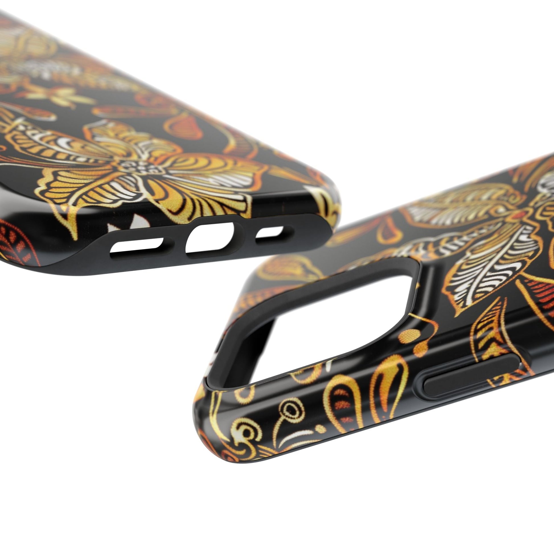 Floral Batik Magnetic Phone Case — Impact - Resistant, Gold & Black - DIGITAL X