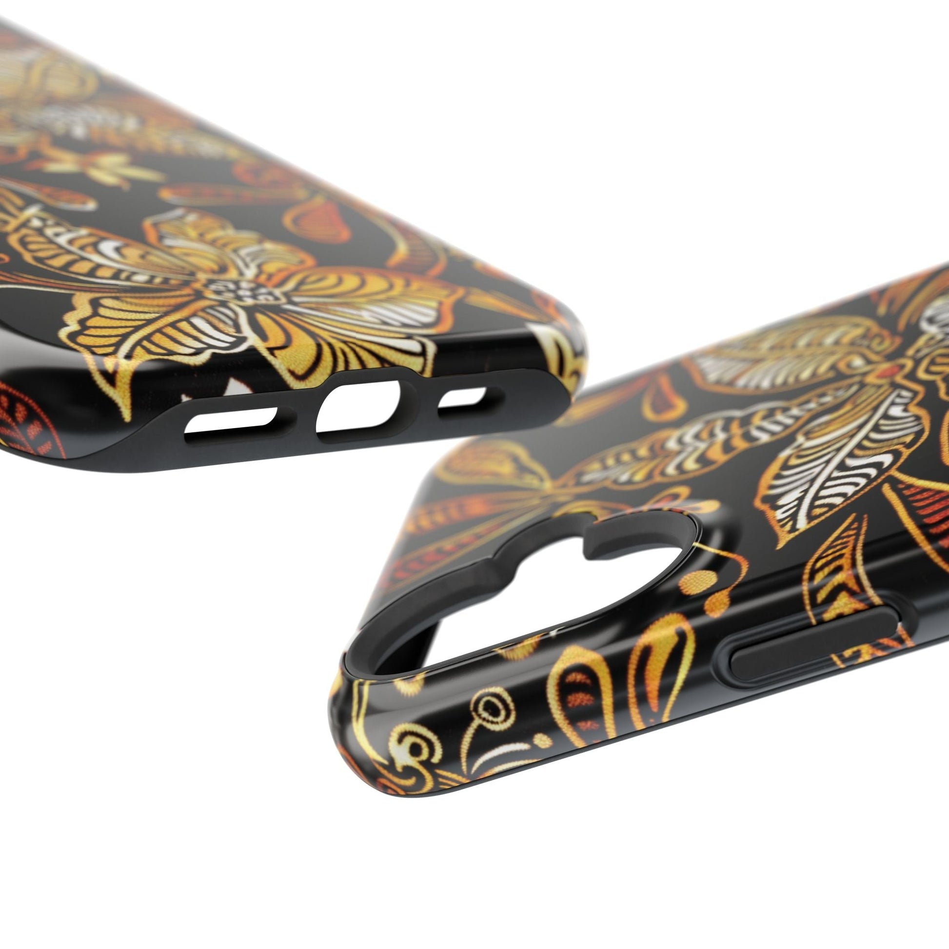 Floral Batik Magnetic Phone Case — Impact - Resistant, Gold & Black - DIGITAL X