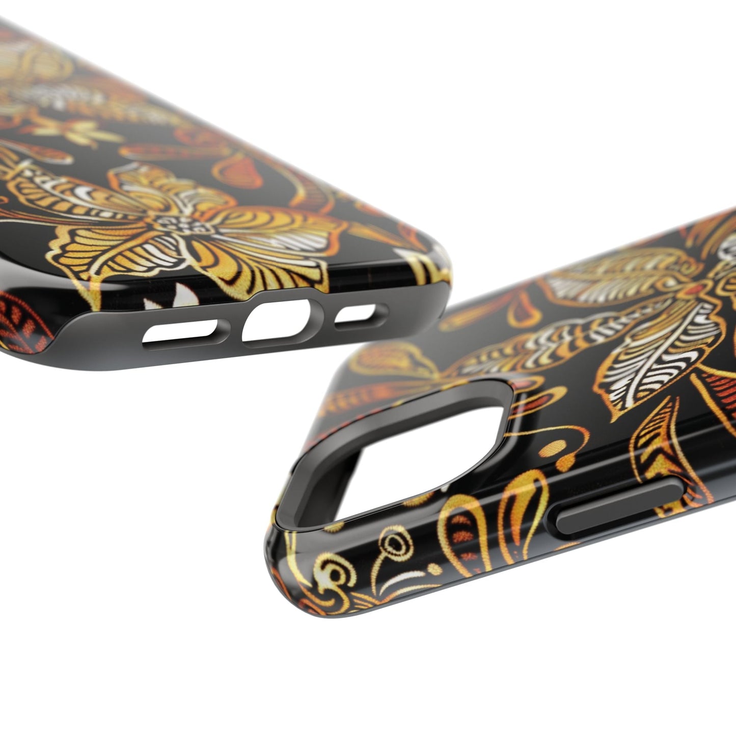 Floral Batik Magnetic Phone Case — Impact - Resistant, Gold & Black - DIGITAL X