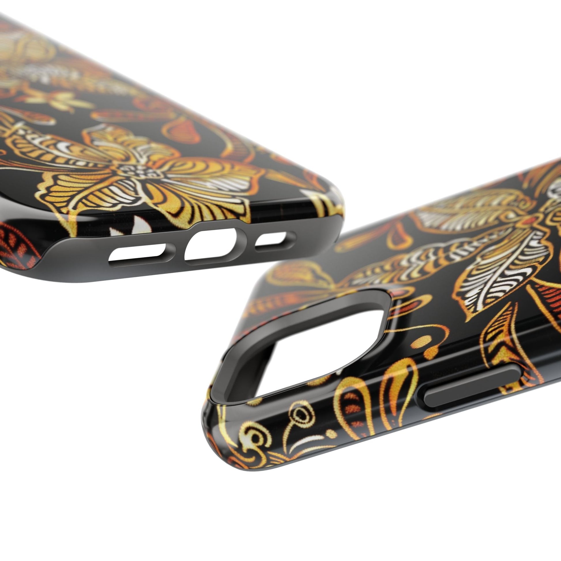 Floral Batik Magnetic Phone Case — Impact - Resistant, Gold & Black - DIGITAL X