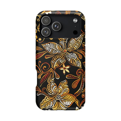 Floral Batik Magnetic Phone Case — Impact - Resistant, Gold & Black - DIGITAL X