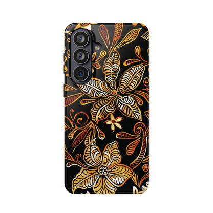 Floral Batik Magnetic Phone Case — Impact - Resistant, Gold & Black - DIGITAL X