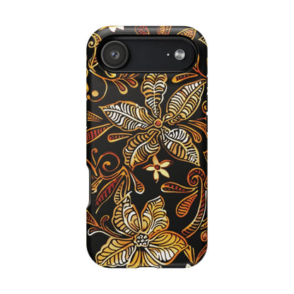 Floral Batik Magnetic Phone Case — Impact - Resistant, Gold & Black - DIGITAL X