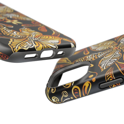 Floral Batik Magnetic Phone Case — Impact - Resistant, Gold & Black - DIGITAL X