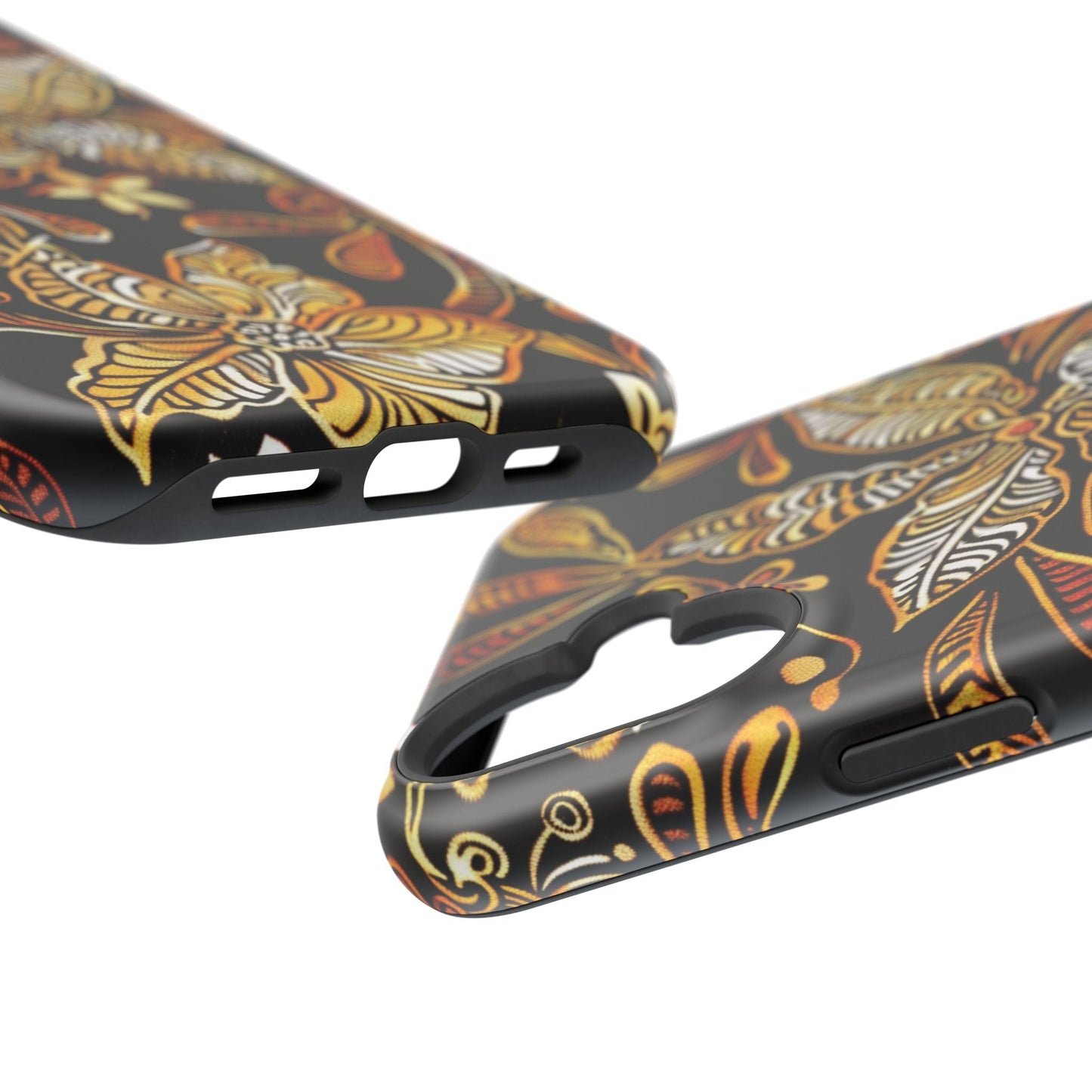 Floral Batik Magnetic Phone Case — Impact - Resistant, Gold & Black - DIGITAL X