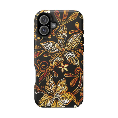 Floral Batik Magnetic Phone Case — Impact - Resistant, Gold & Black - DIGITAL X