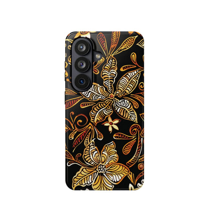 Floral Batik Magnetic Phone Case — Impact - Resistant, Gold & Black - DIGITAL X