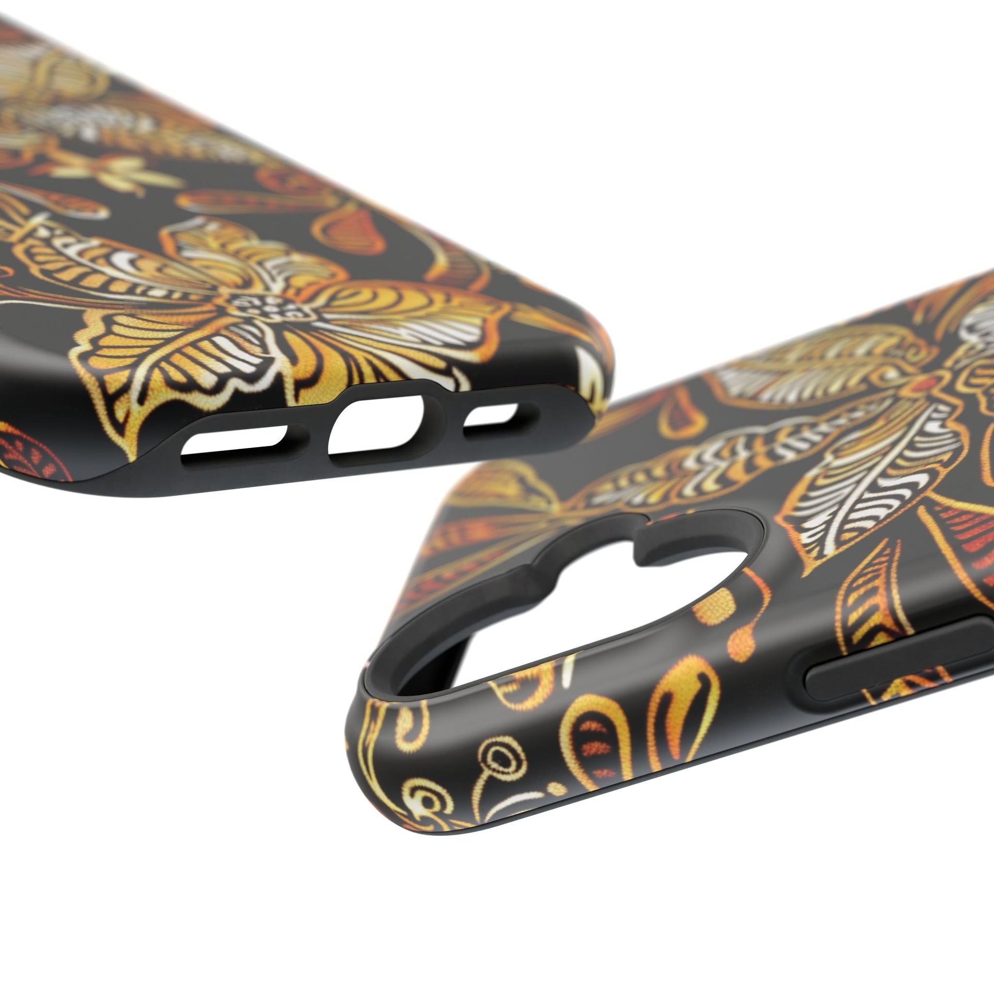 Floral Batik Magnetic Phone Case — Impact - Resistant, Gold & Black - DIGITAL X