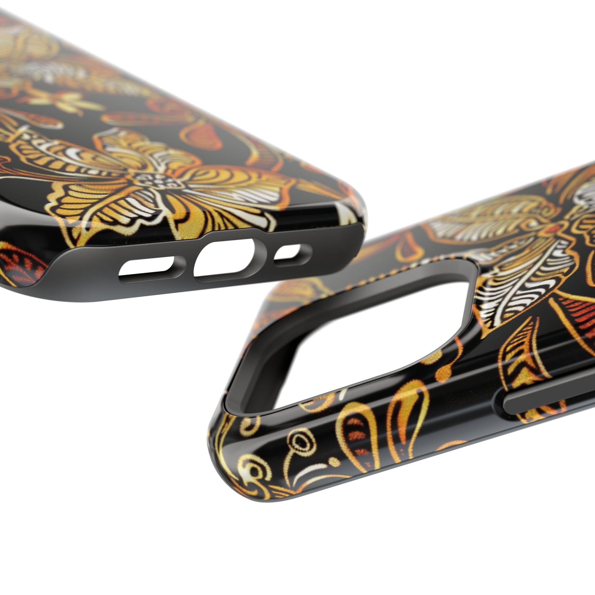 Floral Batik Magnetic Phone Case — Impact - Resistant, Gold & Black - DIGITAL X