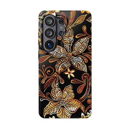 Floral Batik Magnetic Phone Case — Impact - Resistant, Gold & Black - DIGITAL X