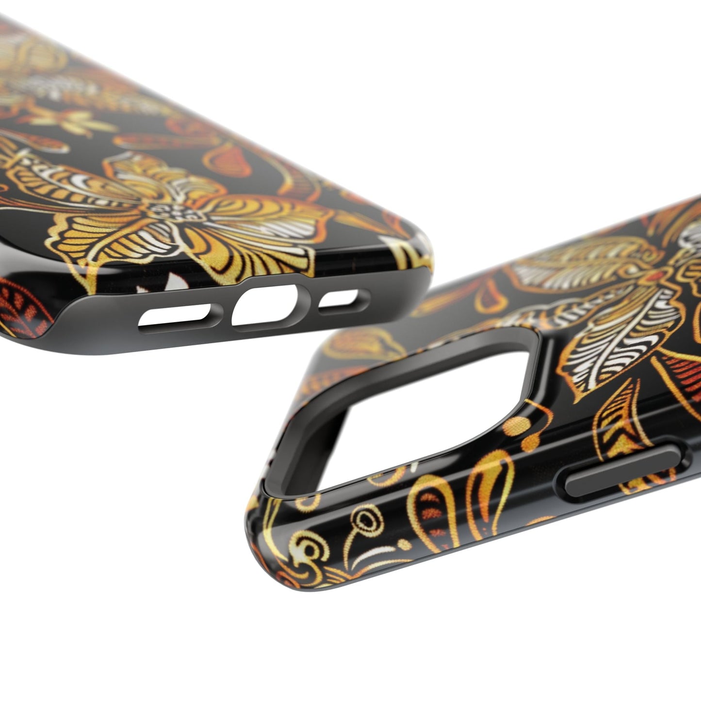 Floral Batik Magnetic Phone Case — Impact - Resistant, Gold & Black - DIGITAL X