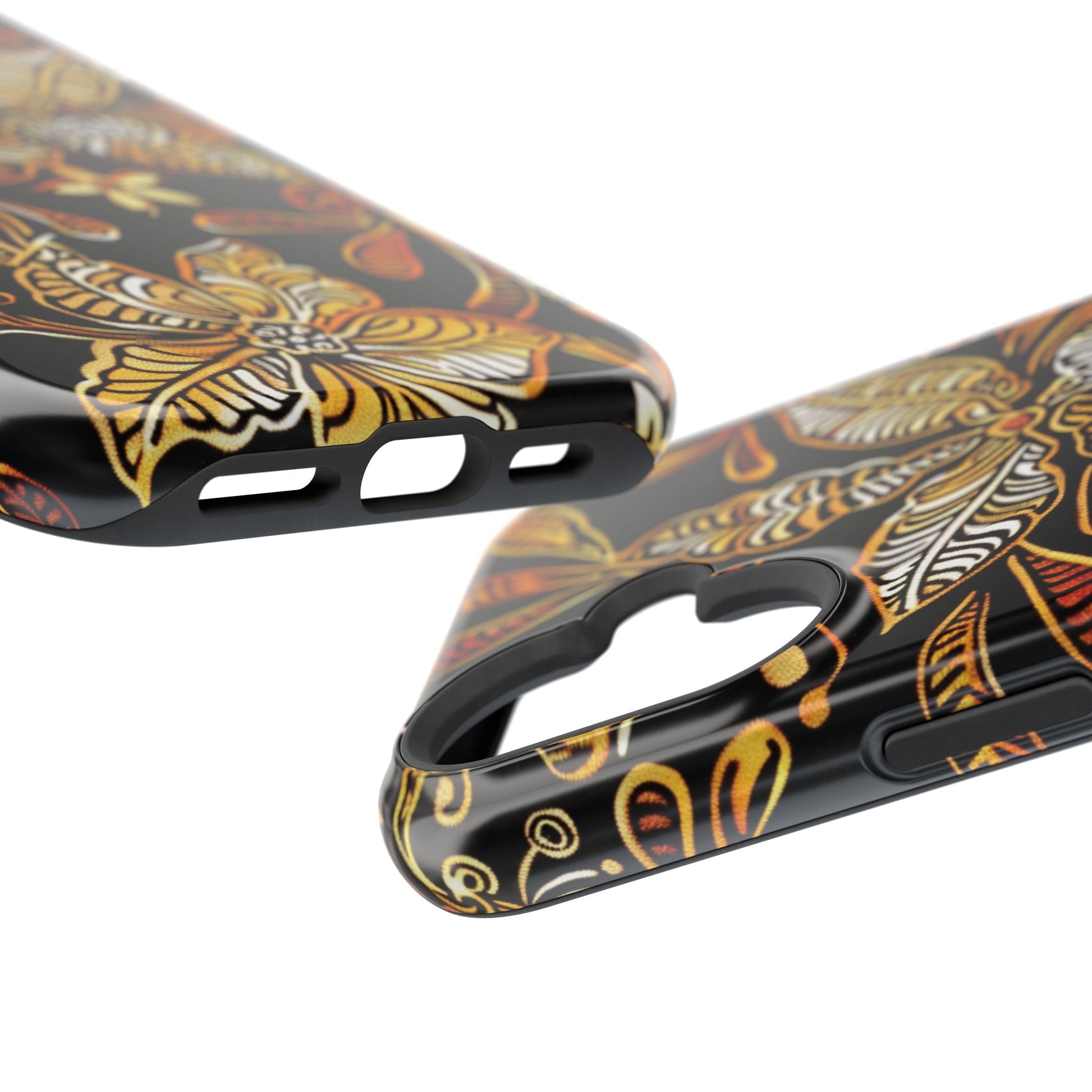 Floral Batik Magnetic Phone Case — Impact - Resistant, Gold & Black - DIGITAL X