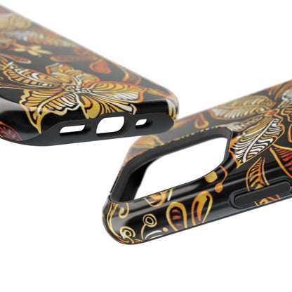 Floral Batik Magnetic Phone Case — Impact - Resistant, Gold & Black - DIGITAL X