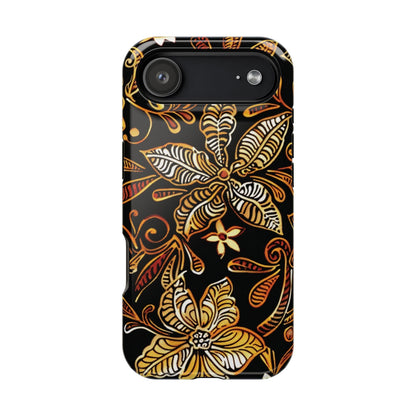 Floral Batik Magnetic Phone Case — Impact - Resistant, Gold & Black - DIGITAL X
