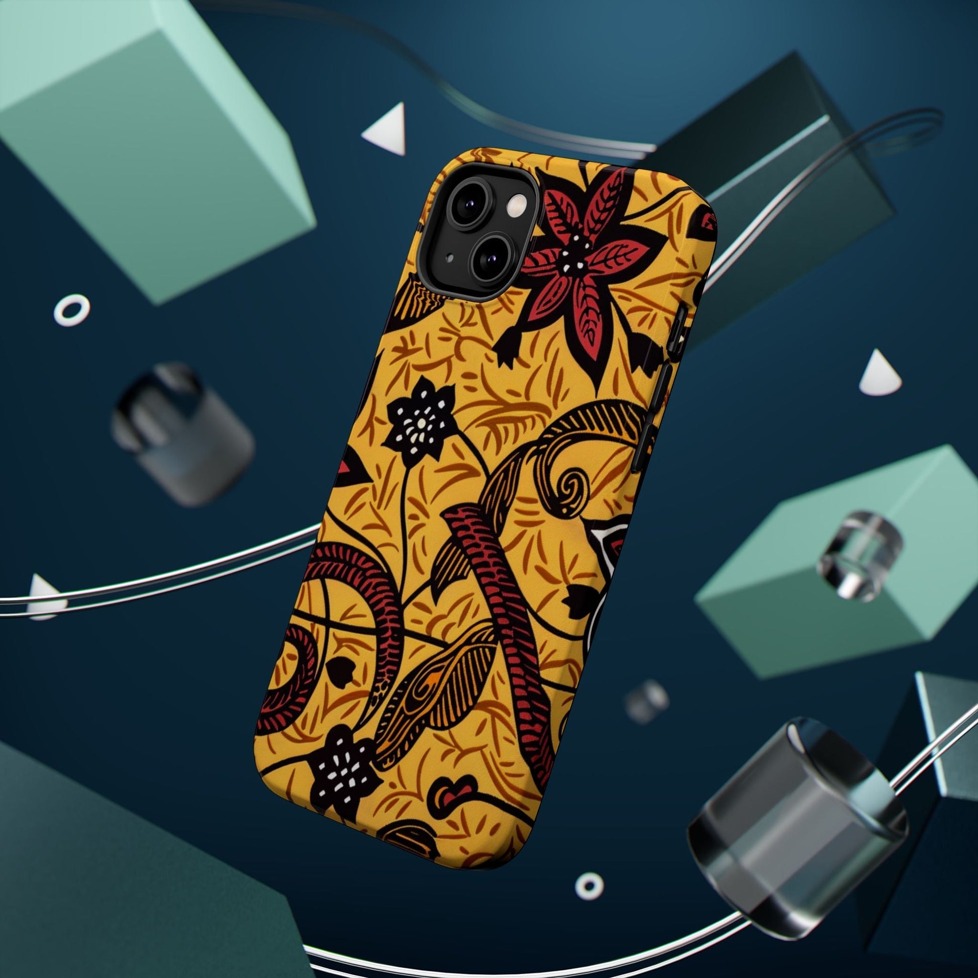 Floral Batik Magnetic Phone Case — Impact - Resistant iPhone Cover - DIGITAL X