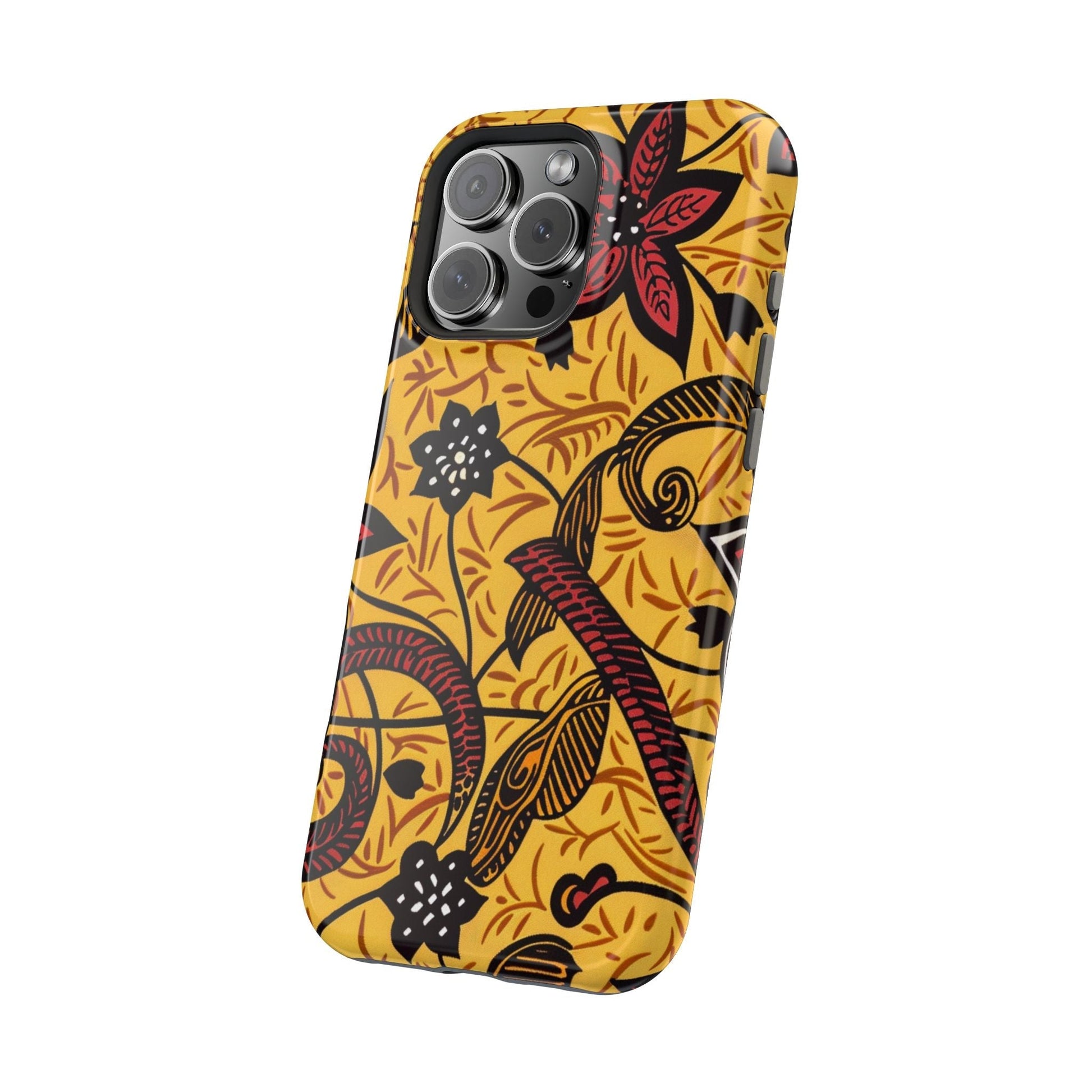 Floral Batik Magnetic Phone Case — Impact - Resistant iPhone Cover - DIGITAL X