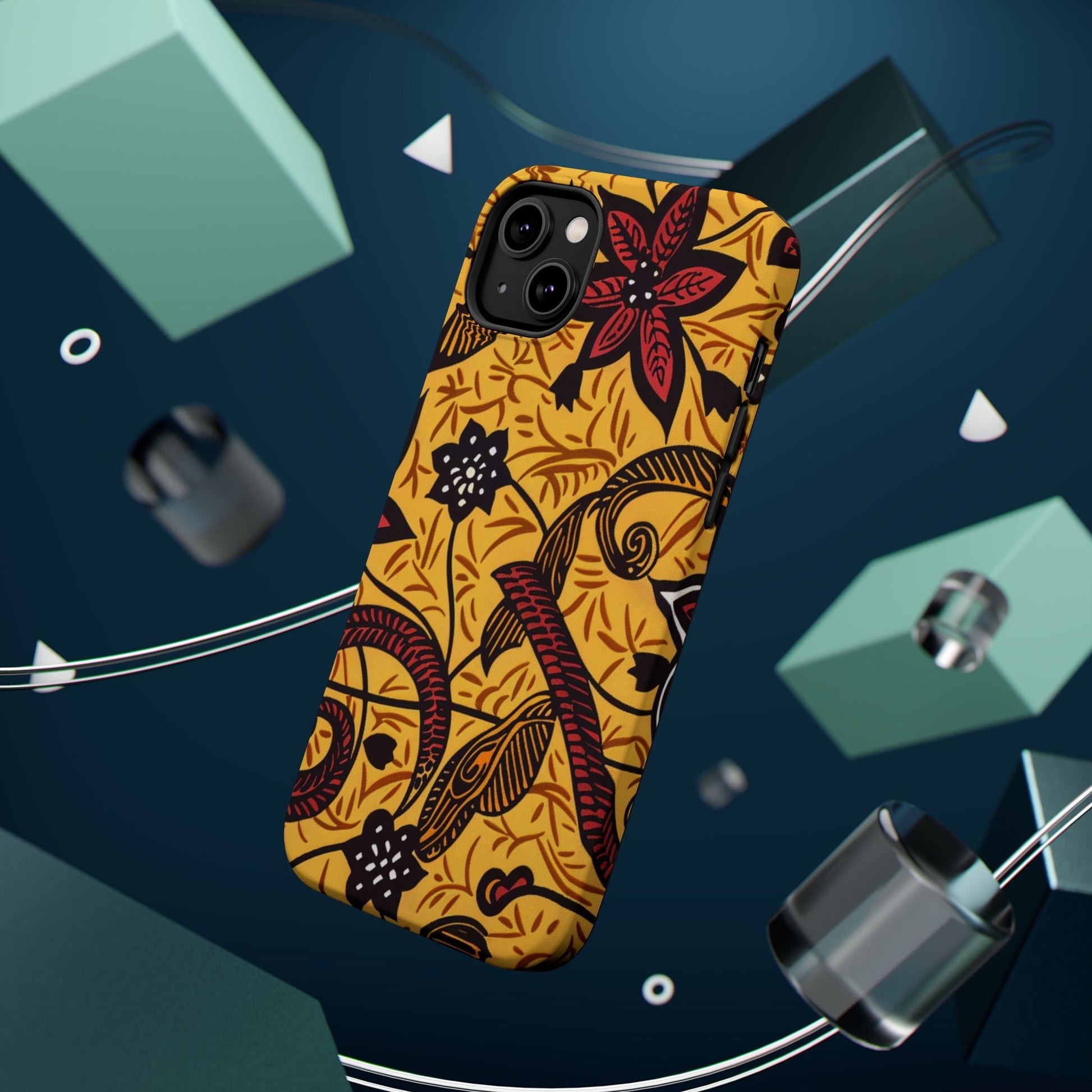 Floral Batik Magnetic Phone Case — Impact - Resistant iPhone Cover - DIGITAL X