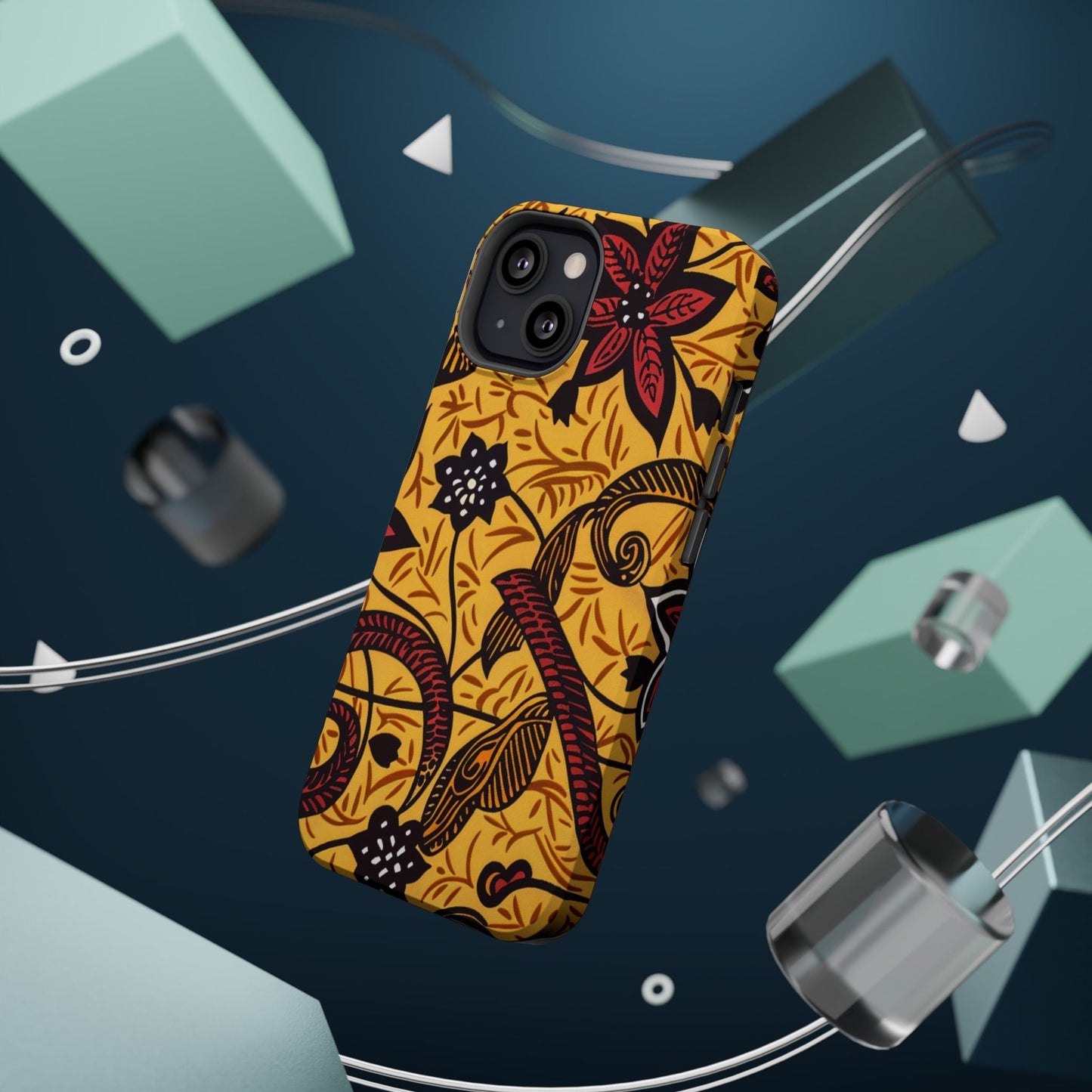 Floral Batik Magnetic Phone Case — Impact - Resistant iPhone Cover - DIGITAL X